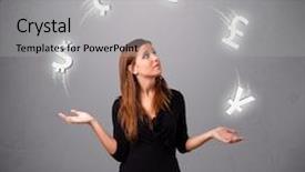  Presentation with juggling - Amazing presentation theme having standing and juggling with currency backdrop and a light gray colored foreground