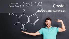  Presentation with teacher - PPT layouts consisting of standing and pointing on chemical background and a gray colored foreground