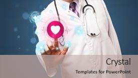  Presentation with aged - Presentation consisting of standing and pressing modern medical background and a mint green colored foreground