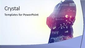  Presentation with leader - Presentation theme enhanced with standing and thinking with graph background and a  colored foreground