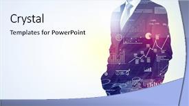  Presentation with lean management thinking - Amazing presentation theme having standing and thinking with graph backdrop and a  colored foreground