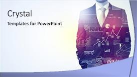  Presentation with leader - Beautiful slide set featuring standing and thinking with graph backdrop and a  colored foreground