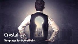  Presentation with keyhole - PPT layouts featuring standing and thinking with keyhole background and a wine colored foreground