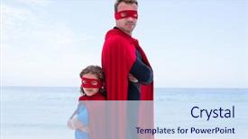  Presentation with greeiting show man - Presentation with standing back to back sea background and a sky blue colored foreground