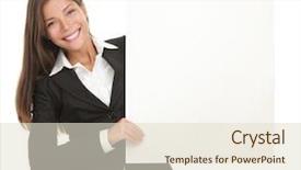  Presentation with space suit - Audience pleasing PPT theme consisting of standing banner - businesswoman holding blank whiteboard sign backdrop and a lemonade colored foreground