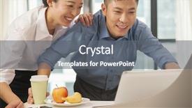  Presentation with business hotel - Slides with standing businessman object - business couple working together background and a gray colored foreground