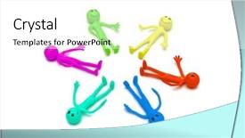  Presentation with circle - Colorful slide set enhanced with standing businessman object - smilies lyiing around backdrop and a  colored foreground