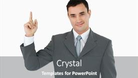  Presentation with upwards - PPT layouts enhanced with standing businessman pointing upwards against a white background background and a dark gray colored foreground