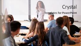  Presentation with high school - Presentation theme featuring standing by interactive whiteboard teaching background and a white colored foreground