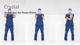  Presentation with medical hand - Audience pleasing theme consisting of standing-caucasian-medical-professional backdrop and a lemonade colored foreground