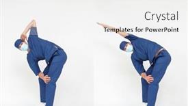  Presentation with professional - Beautiful PPT layouts featuring standing-caucasian-medical-professional backdrop and a white colored foreground