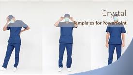  Presentation with professional - Presentation theme enhanced with standing-caucasian-medical-professional background and a sky blue colored foreground