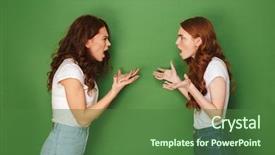  Presentation with baby girls christening - PPT layouts having standing face to face cross background and a forest green colored foreground