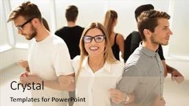  Presentation with team - PPT layouts with standing in a vicious circle background and a lemonade colored foreground