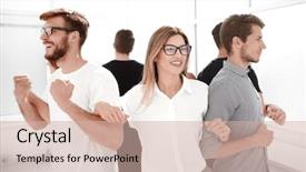  Presentation with circle - Beautiful slide set featuring standing in a vicious circle backdrop and a soft green colored foreground