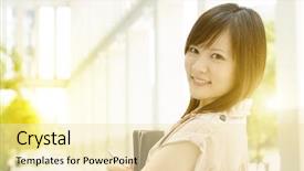  Presentation with file folder - Presentation theme consisting of standing in an office environment background and a lemonade colored foreground