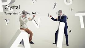  Presentation with two men on a judo - Audience pleasing theme consisting of standing in fighting poses ready backdrop and a  colored foreground