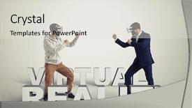  Presentation with business casual - Presentation theme with standing in fighting poses ready background and a  colored foreground