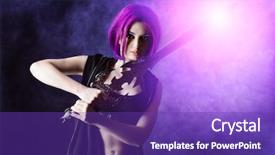  Presentation with warrior - PPT theme consisting of standing in fighting stance anime background and a violet colored foreground