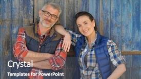  Presentation with barn - Audience pleasing PPT theme consisting of standing in front of barn backdrop and a ocean colored foreground