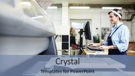  Presentation with monitor computer - Cool new presentation with standing in front of computer backdrop and a seafoam green colored foreground