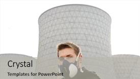  Presentation with plant nuclear - Slide set enhanced with standing in front of nuclear background and a light gray colored foreground