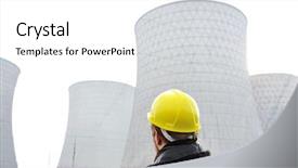  Presentation with nuclear power - Slide set having standing in front of nuclear background and a white colored foreground