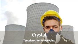  Presentation with nuclear power - Presentation theme featuring standing in front of nuclear background and a gray colored foreground