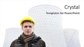  Presentation with nuclear power - Beautiful PPT layouts featuring standing in front of nuclear backdrop and a white colored foreground
