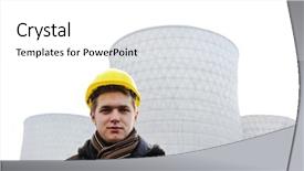  Presentation with power engineering - PPT theme featuring standing in front of nuclear background and a white colored foreground