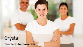  Presentation with teenage girl - Presentation design with standing in front of parent background and a  colored foreground