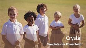  Presentation with horse racing portrait - PPT theme consisting of standing in sack during race background and a tawny brown colored foreground