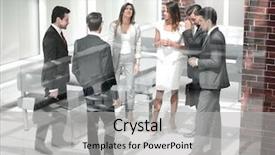  Presentation with bank - Presentation design featuring standing in the bank hall background and a  colored foreground