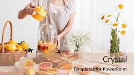 Presentation with concentrated solar power - Amazing PPT layouts having standing indoors cooking citrus beverage backdrop and a coral colored foreground