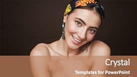  Presentation with young healthy people - Slide set consisting of standing isolated over dark brown background and a coral colored foreground