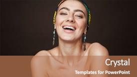  Presentation with young healthy people - Colorful slide set enhanced with standing isolated over dark brown backdrop and a coral colored foreground