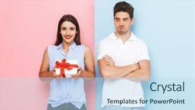  Presentation with octagon two mma fighters standing - Presentation theme with standing isolated over two colored background and a sky blue colored foreground