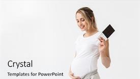  Presentation with pregnant woman in hospital - Presentation design consisting of standing isolated over white background background and a white colored foreground