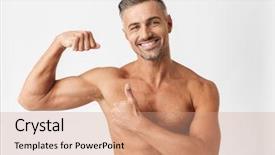  Presentation with flexing - Beautiful presentation theme featuring standing isolated over white background backdrop and a coral colored foreground