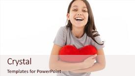  Presentation with heart hands - PPT theme consisting of standing isolated over white wall background and a lemonade colored foreground