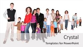  Presentation with collage - Theme consisting of standing line - family row collage background and a light gray colored foreground