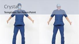  Presentation with stretching - Slide set consisting of standing-male-medical-professional-stretching background and a light blue colored foreground