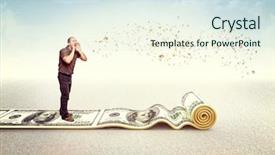  Presentation with carpet - PPT theme having standing man on dollar carpet background and a sky blue colored foreground