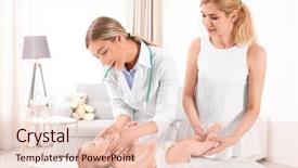  Presentation with mom baby - PPT theme having standing near couch while doctor background and a lemonade colored foreground