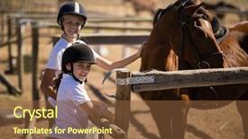  Presentation with ranch - Presentation design enhanced with standing near the brown horse background and a tawny brown colored foreground
