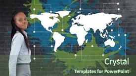  Presentation with wall paint - Colorful slides enhanced with topographical maps - digital composite of businesswoman standing backdrop and a tawny brown colored foreground