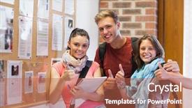 Presentation with school board - Theme enhanced with standing next to notice board background and a red colored foreground