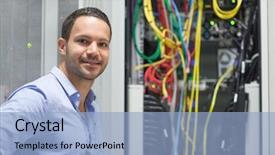  Presentation with data - Audience pleasing slides consisting of standing next to the data backdrop and a light blue colored foreground