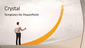  Presentation with salesman - PPT theme enhanced with standing on a big orange background and a cream colored foreground