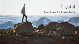  Presentation with cliff - Beautiful slide deck featuring standing-on-a-cliff backdrop and a sky blue colored foreground